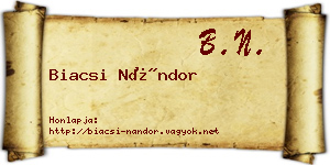 Biacsi Nándor névjegykártya